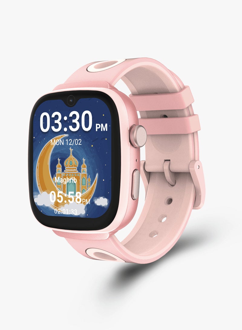 إيكيبلا ساعة Qwatch aMan K2 الذكية للأطفال، ساعة إسلامية ذكية لتعليم الصلاة، مزودة بمشغل قرآن، وتذكير بأوقات الصلاة، وعداد للمسابح، وأسماء الله الحسنى، ومقاومة للماء بمعيار IP67، وساعة iQibla الذكية للأطفال باللون الوردي. - Image 1